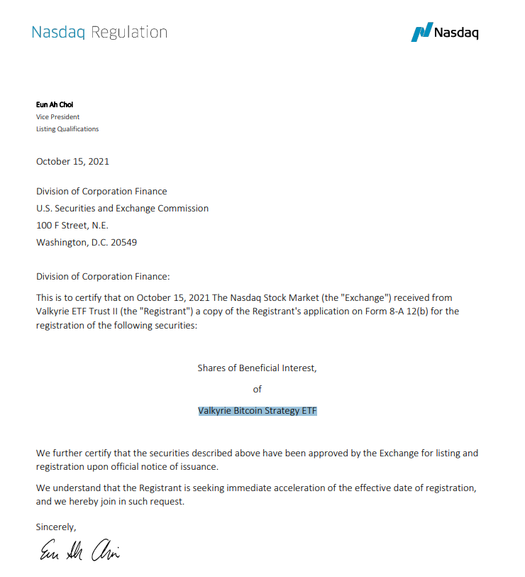 sell9000's tweet photo. BREAKING: #Bitcoin Futures ETF approved. Valkyrie Bitcoin Strategy ETF to be listed on NASDAQ.

Source: https://t.co/OM3Vw4U2el https://t.co/E2YOXjpr3d