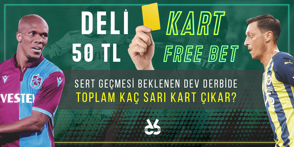 🎁DELİ KART 50 TL FREE BET !

🟨Trabzonspor -Fenerbahçe karşılaşmasında olacak toplam sarı kart sayısını bilenlere 50 TL FREE BET hediye !

👇Katılım detaylar için : docs.google.com/forms/d/1DdY5h…