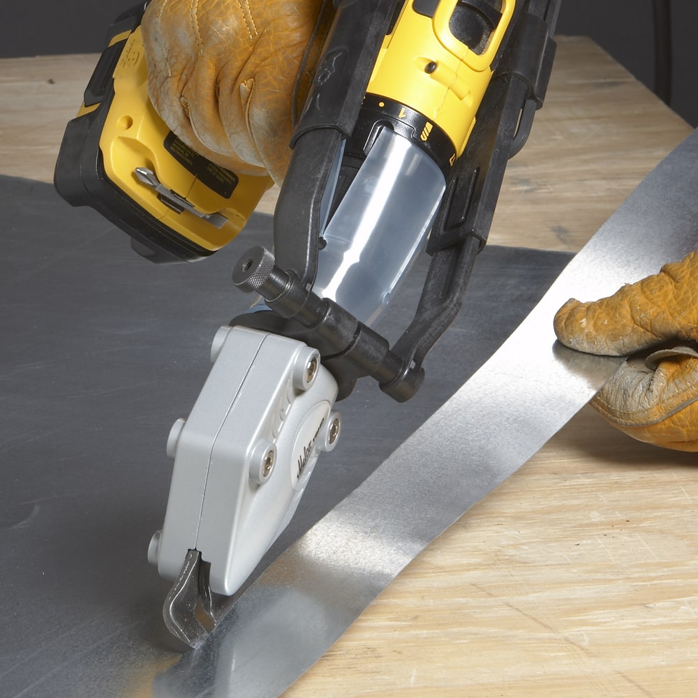AMSISupply's tweet photo. Making your power drill a powerful metal-cutting shear is now easier(and faster) than ever. TurboShear Heavy-Duty attachment inserts into the chuck of a corded or cordless drill to make straight, curved, or square cuts in #sheetmetals. See it in action at https://t.co/MhhOAS6VUS https://t.co/nvmXh2G7TZ