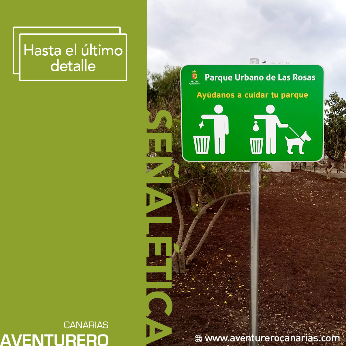 En #CanariasAventurero nos preocupamos hasta por el último detalle de tu proyecto. Esta es una de las muchas señales que instalamos para el Parque de Las Rosas en Las Galletas en Tenerife, ¡Especialistas en mobiliario urbano!

➡️ Visita nuestra web aventurerocanarias.com