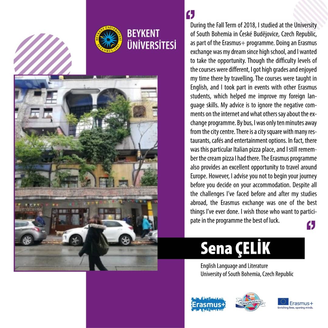 beykentint's tweet photo. Sena Çelik, is a graduated student the Department  of English Language and Literature from the Faculty of Arts-Sciences  of our university, shared her experiences with us for our Marvelous Days of Youth event as part of #ErasmusDays @ulusalajans https://t.co/WHeuJ0dbpl