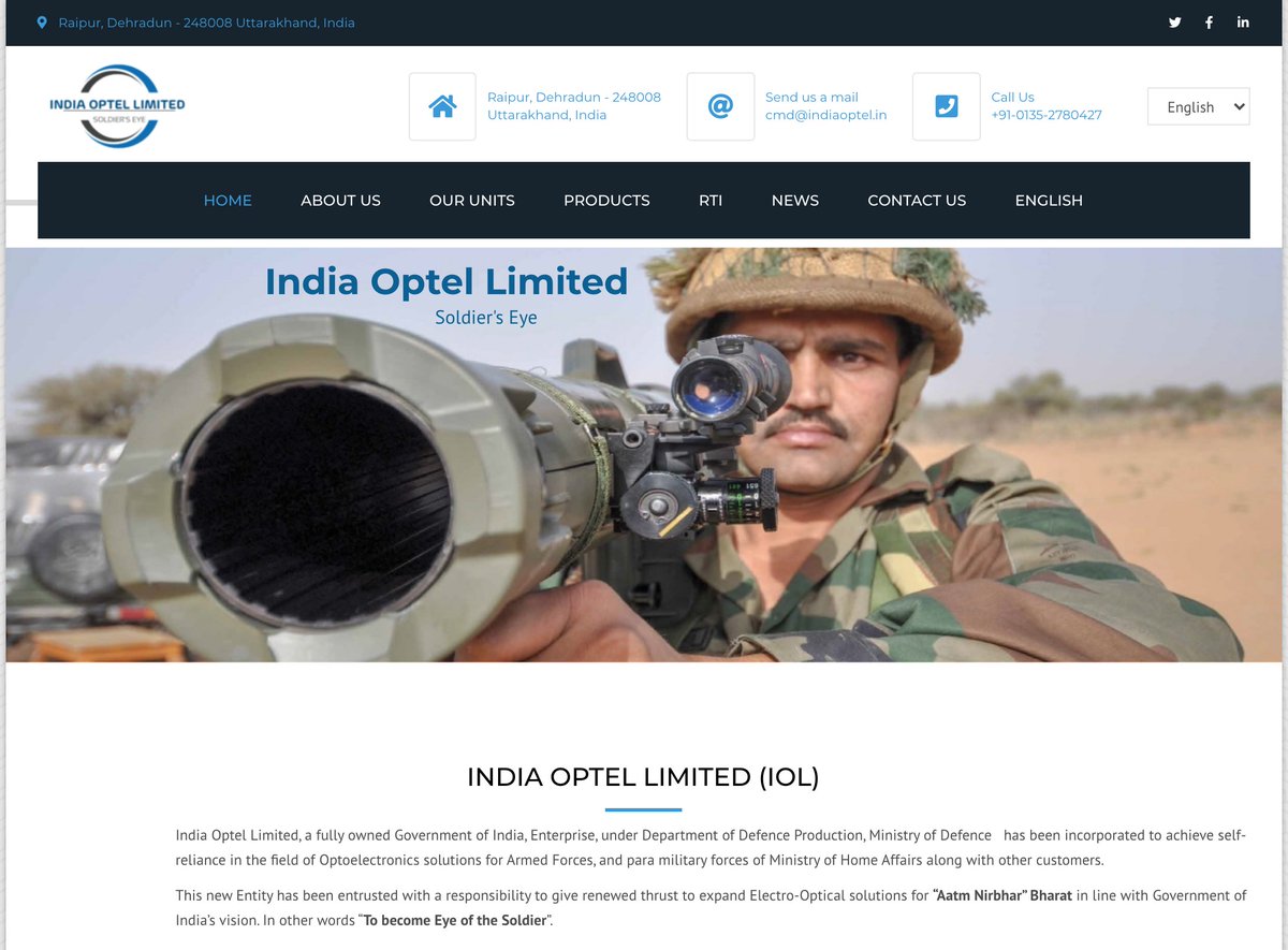alok15281's tweet photo. “India Optel Limited (IOL)'s Website -https://t.co/TA6Qk2qlbl
A small contribution from @IVS_Softtech towards digital India transformation and
#AtmaNirbharBharat #IOL #IndiaOptelLimited
@iol_pro
#7NewDefCos
#HistoricDefReform
#AzadiKaAmritMahotsav
#ivssofttech #transformation https://t.co/hmDcyrvCOg