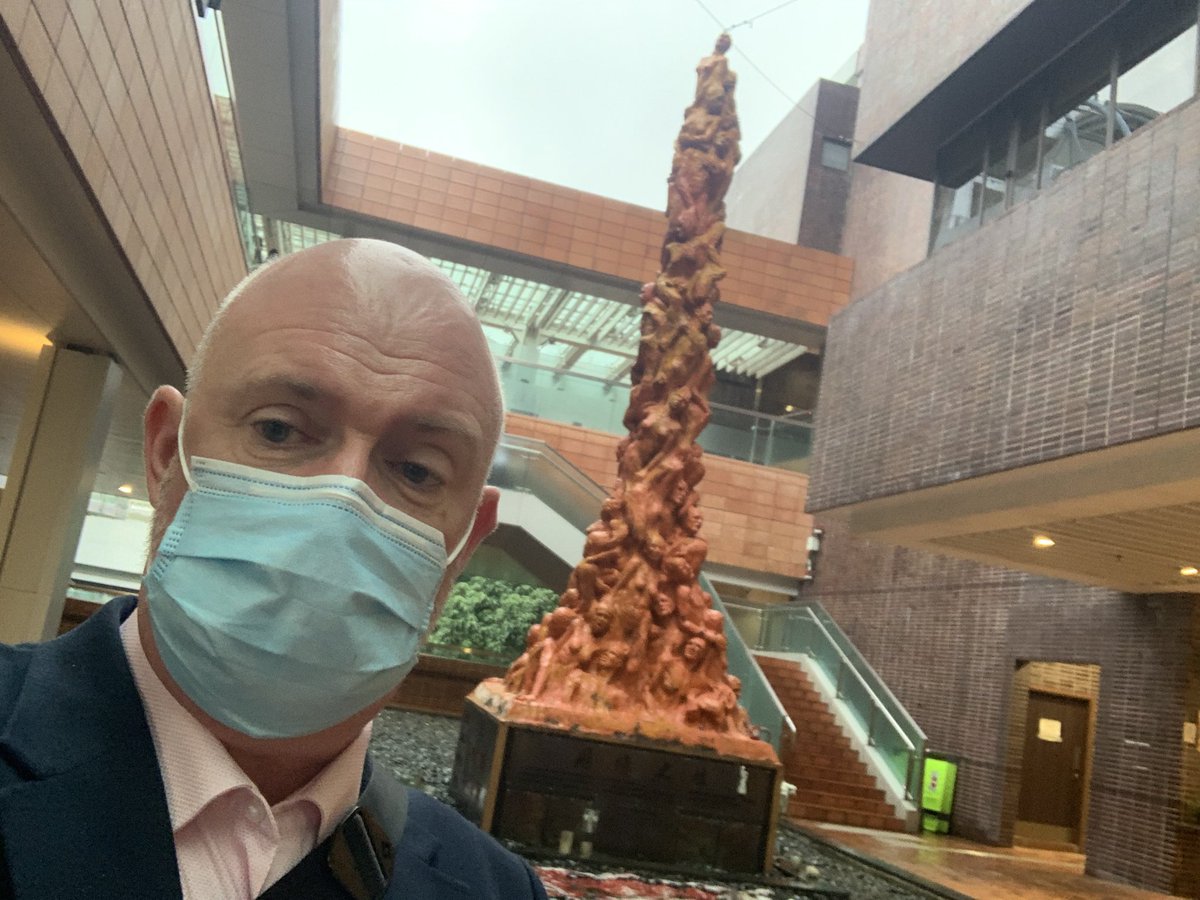 dmacostello's tweet photo. The @HKUniversity has literally grown around #Denmark’s @Galschiot sculpture #PillarOfShame which has occupied this site for the past 24 years!  Poignant to witness the constant flow of #HongKongers to the pillar since the announcement of its imminent removal. #Art #History https://t.co/gFZmAEcv0U
