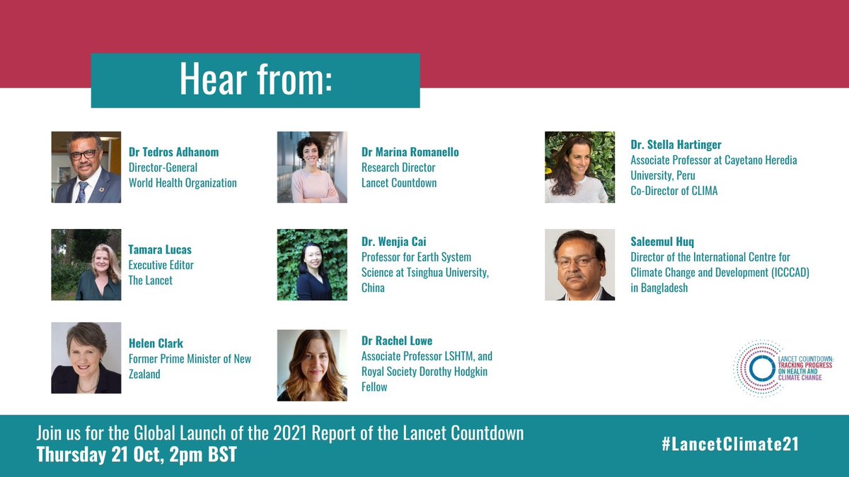 TheLancet's tweet photo. How is #ClimateChange impacting health today? What are the implications for #COVID19 recovery?

In 6⃣ days, the @LancetCountdown's 2021 report goes live. Hear insights from world-leading experts ahead of #COP26 👉 https://t.co/gjw87XsmSg

#LancetClimate21 #HealthyClimate https://t.co/odfMJfgiVC