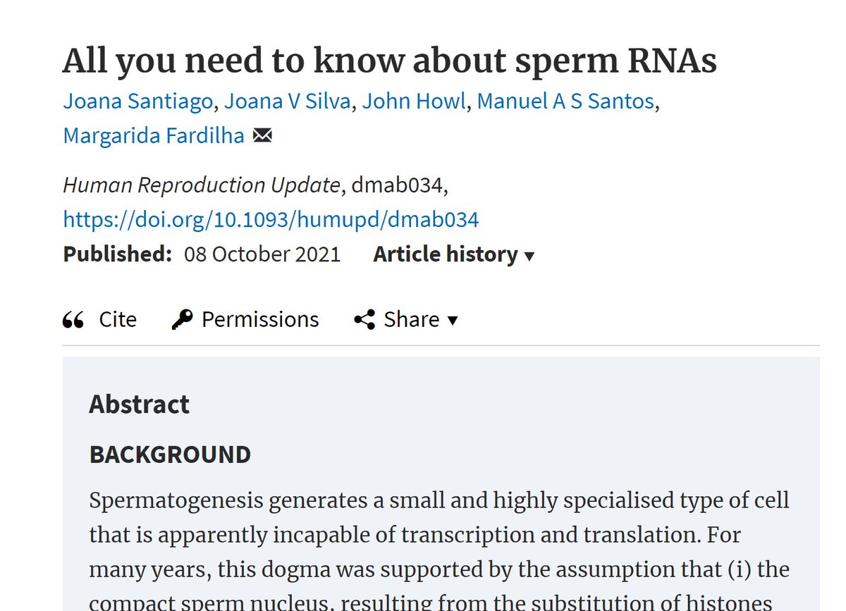 All you need to know about #spermRNAS. Find out more about the work from our lab published in Human Reproduction Update from <a href="/ESHRE/">ESHRE</a>! 
doi.org/10.1093/humupd…

<a href="/UnivAveiro/">Universidade Aveiro</a> 
#spermatozoa #RNA #transcriptome #malefertility #fertilization #spermcell #embryologicdevelopment