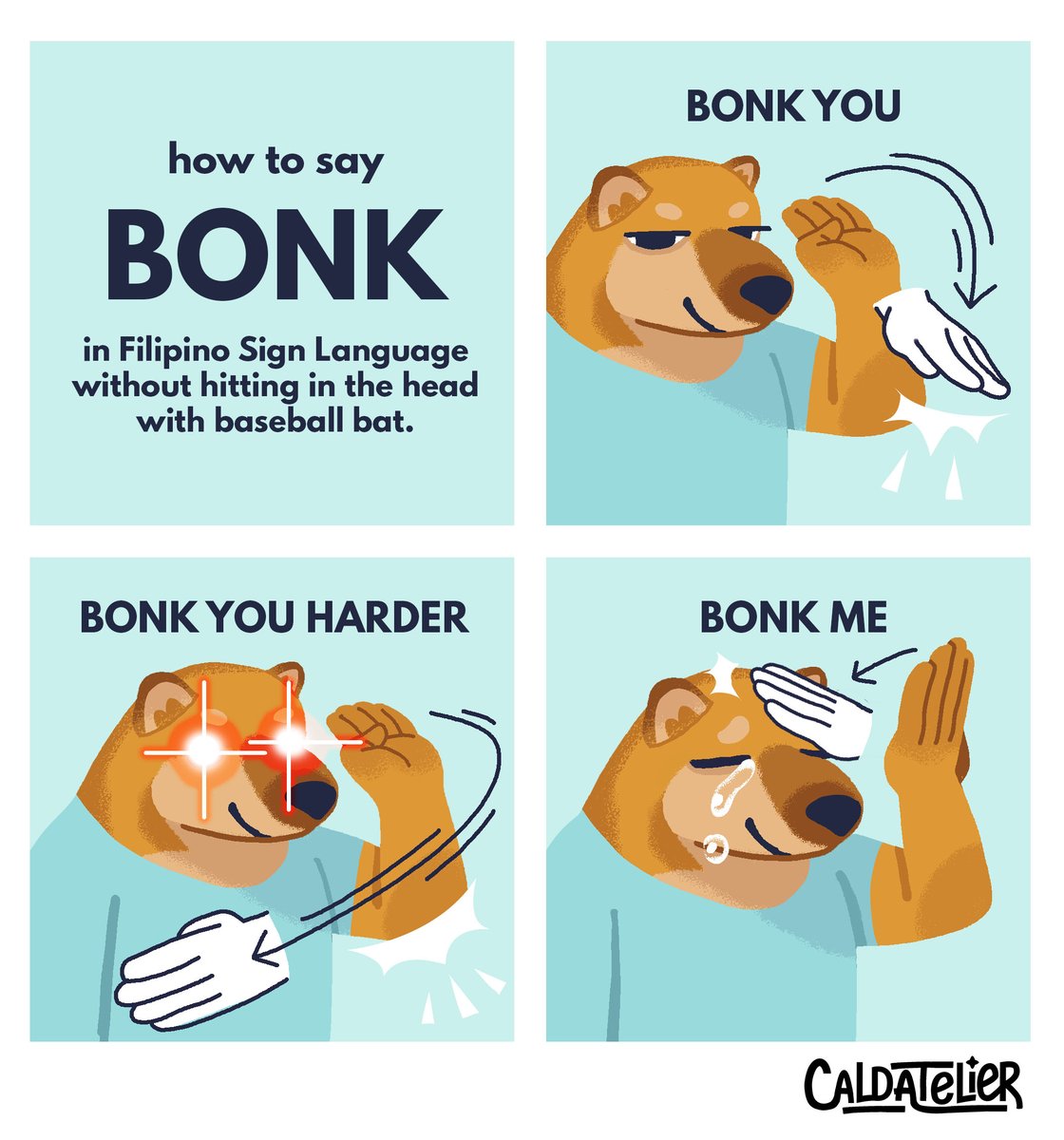 Another way to say BONK in Filipino Sign Language (FSL) without hitting in  the head with a baseball hat!