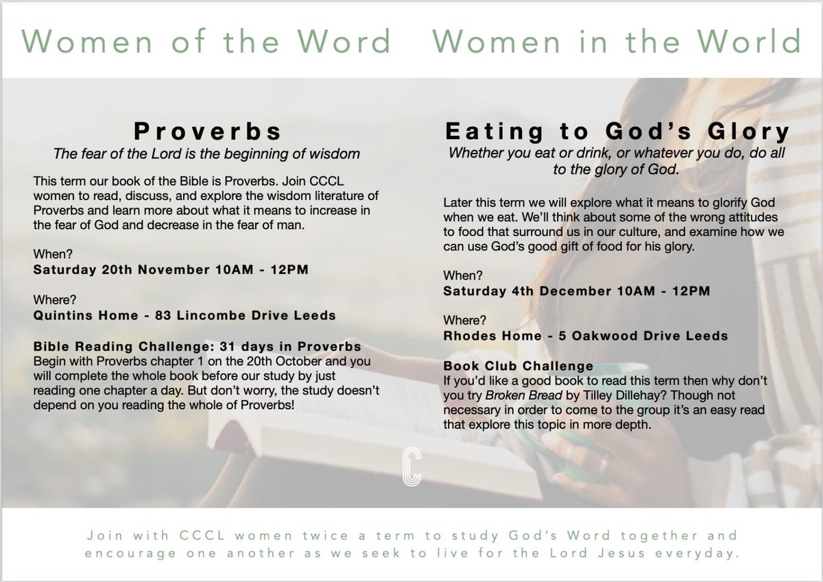cccentralleeds's tweet photo. Women of the Word and Women in the 
World: two new events beginning this term! https://t.co/kz19bWTUs9