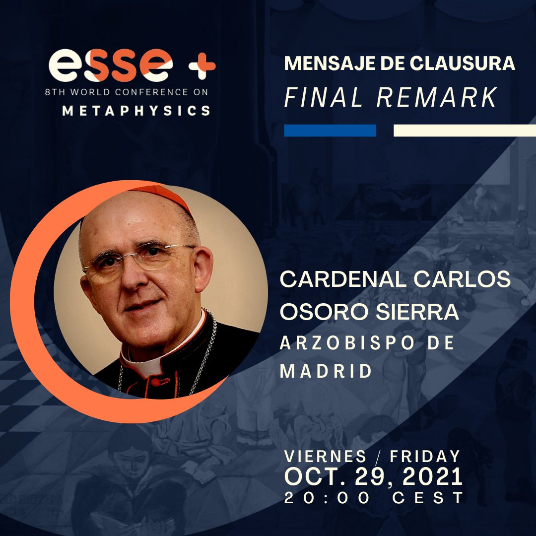 MetaphysicsConf's tweet photo. El Cardenal MARC OUELLET, PSS, Prefecto de la Congregación para los Obispos y Presidente de la Pontificia Comisión para América Latina inaugurará 
y el Cardenal CARLOS OSORO SIERRA, Arzobispo de Madrid, clausurará el #8MetaphysicsConf 
🗓 27 | 28 | 29 oct 2021 ⏱ 15:30-21:00 CEST https://t.co/9jGzc6ziHL