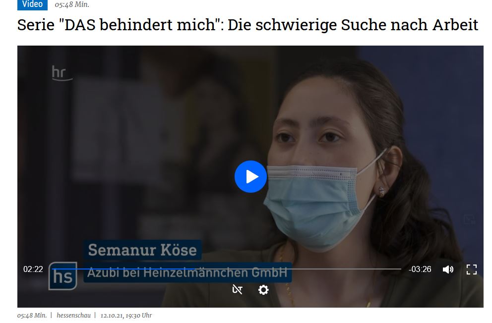 BWMK's tweet photo. "DAS behindert mich" noch bis 15. Oktober zeigt das Hessenfensehen täglich in der Hessenschau ab 19.30 Uhr, wie Menschen mit Beeinträchtigungen ihr Leben gestalten und auf welche Hindernisse sie dabei treffen. https://t.co/49CBcnduZQ https://t.co/P62dN1KR6H