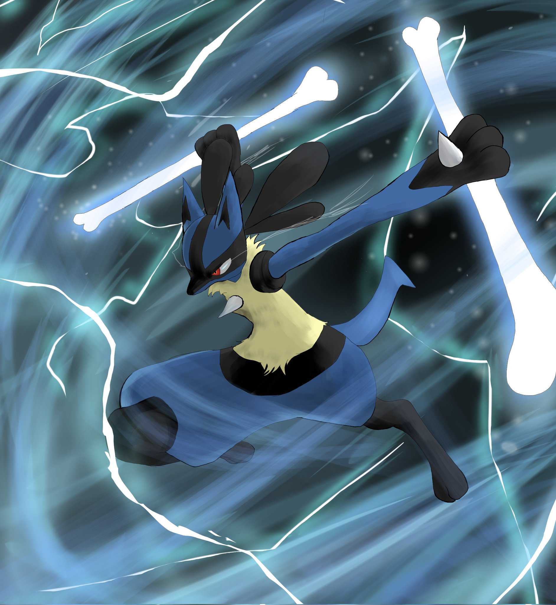 えかきぱんだ 今回はボーンラッシュルカリオを描いてみました イラスト ポケモン ルカリオ T Co w7wd4bzd Twitter