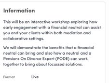 Ian__Hawkins's tweet photo. Thinking about how a financial neutral can support your clients in divorce? Then join @stevethecfp and myself at #ResFpConf21 to find out more #collaborative #mediation #fiams #neutral @ResFamilyLaw https://t.co/EjswJmH5wJ