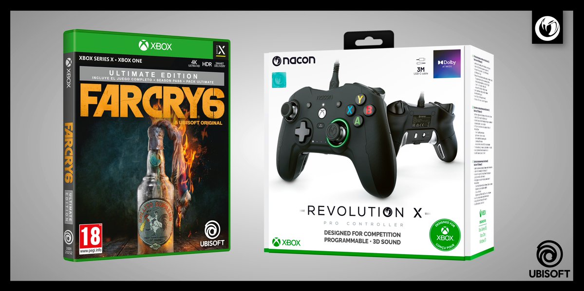 NacongamingES's tweet image. 🎁 𝗦𝗢𝗥𝗧𝗘𝗢 🎁

¡Regalamos 2⃣ PACKS de #FarCry6 Ultimate Edition (Xbox) con el mando #Nacon Revolution X para celebrar ambos lanzamientos!

✅ ¡Haz RT!
✅ Sigue a @Ubisoft_Spain y @NacongamingES 
✅ Comenta con #FarCryRevolution por qué deberías ganar uno de los dos packs