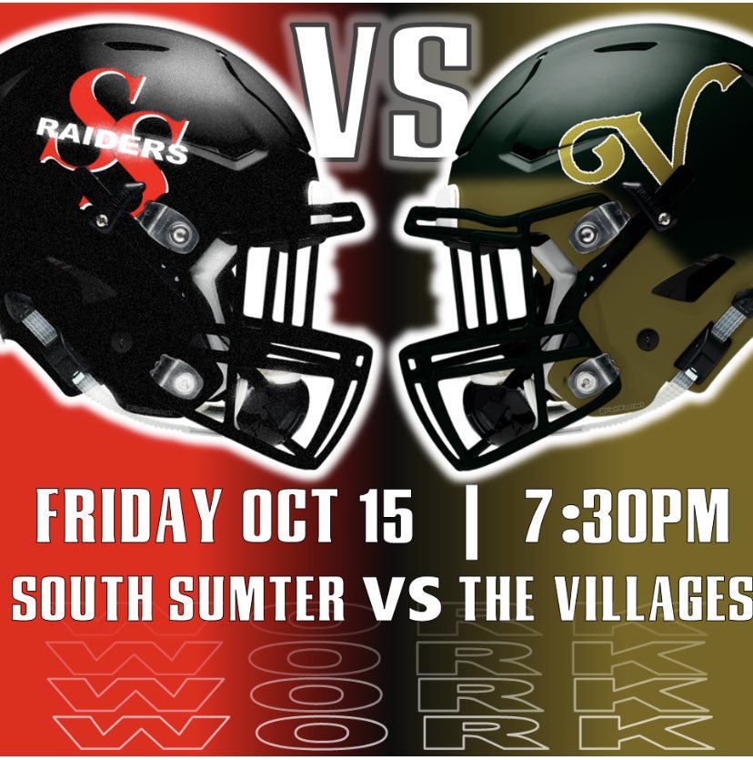 ❗️❗️RAIDER GAMEDAY❗️❗️

Week 8: South Sumter (5-2) @ home vs. TVCS @ 7:30.

Senior Night. WE love the class of 2022!

🟥🐺 #WORK 🐺⬛️