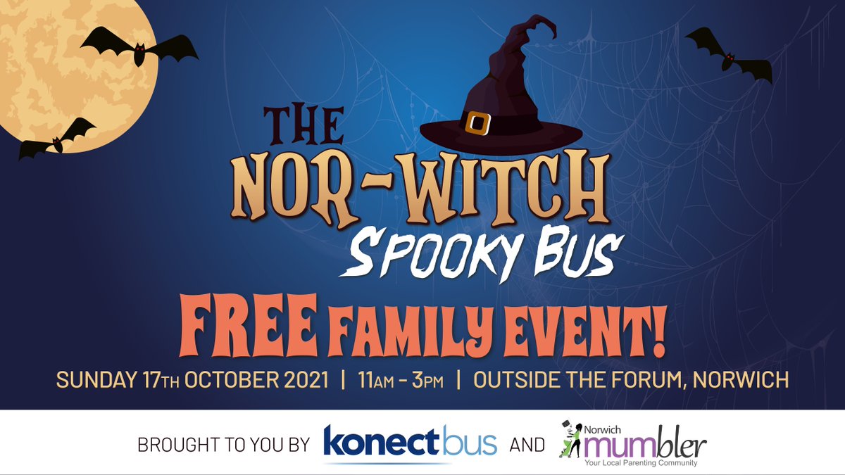On Sunday 17th we'll be at the Forum in Norwich with our friends at <a href="/MumblerNorwich/">Norwich Mumbler</a> getting ready for Halloween, with plenty to keep your little monsters entertained! 🚌🎃👻

Come and say hello and explore the Spooky bus between 11am and 3pm!

#Norwitch