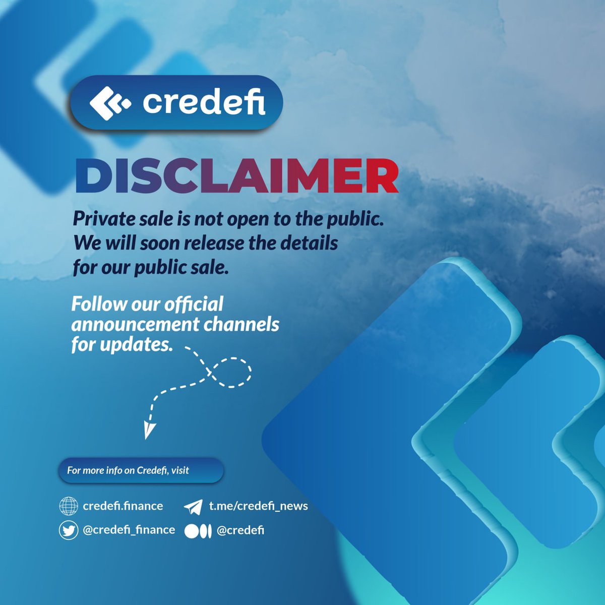 IjayJaydee's tweet photo. Beware of fake private sales, as #Credefi has not opened it's private sale to the public. All announcement will be state on their official channels. 

Be sure to follow https://t.co/QT67h1Odll for updates. #DeFi #SME #crypto #investment #eublockchain #blockchainEu #blockchain #eu https://t.co/9d8OnJw5aG