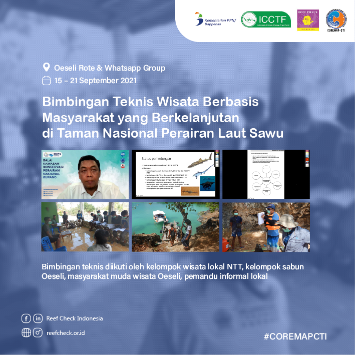ReefCheckIndo's tweet photo. Pada tanggal 15 - 21 September 2021 lalu, Reef Check Indonesia bersama stakeholder lainnya membuat acara hybrid (offline maupun online) bimbingan teknis wisata berbasis masyarakat yang berkelanjutan di TNP Laut Sawu.
#COREMAPCTI https://t.co/bBPKnq6c4j