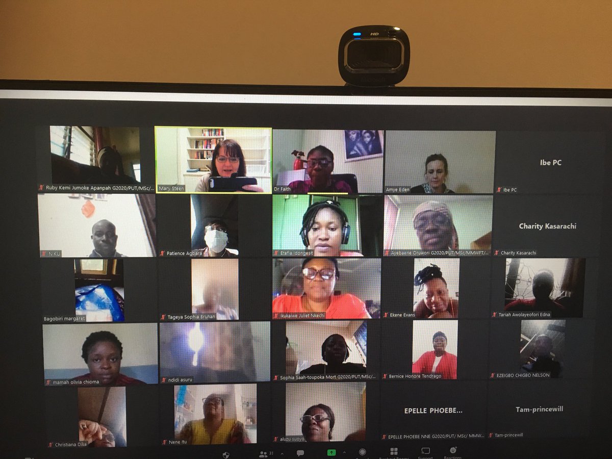 ProfMarySteen's tweet photo. Master of Midwifery and Child Health ⁦⁦@uniport⁩ - African nurse-midwives attending an online lecturer with ⁦@ProfMarySteen⁩ Amye Eden, Dr Faith Diorgu - Midwives Matter ⁦@WeMidwives⁩ ⁦@UniversitySA⁩ ⁦@world_midwives⁩ https://t.co/WXxldv8Qs3
