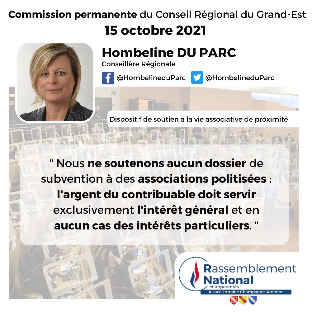 RNGrandEst's tweet photo. 💬 Intervention de @HombelineduParc sur le dispositif de soutien à la vie associative de proximité. #CPOct21 #GrandEst https://t.co/xiREa40Aje
