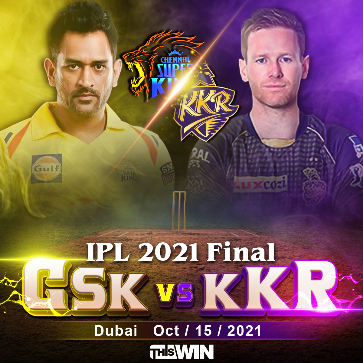 ThisWinOfficial's tweet photo. 𝙍𝙚𝙖𝙙𝙮! 𝙎𝙚𝙩! 𝙂𝙤!
#CSKvKKR Fight for the trophy!🏆🔥
Who’ll win?
-
Learn More #IPL2021Final Stories👉 https://t.co/GSeHJERJDn
-
#ThisWin #Indiazindabad #CSK #KKR https://t.co/7HcPauerXk