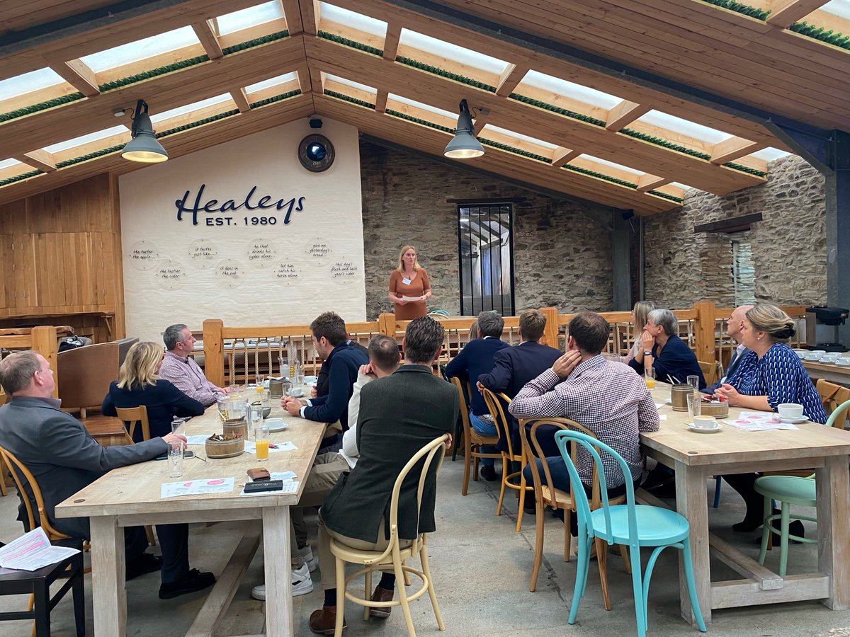 CCFBizClub's tweet photo. Thank you to @HealeysCyder for hosting our CCF Business Club Breakfast this morning. A great turnout for our first in-person Business Club event since the pandemic. A heartfelt thanks also to @GillPipkin, CEO of @CABCornwall for her brilliant presentation on the work of CA👏🙌🧡 https://t.co/CSuqRHeya9