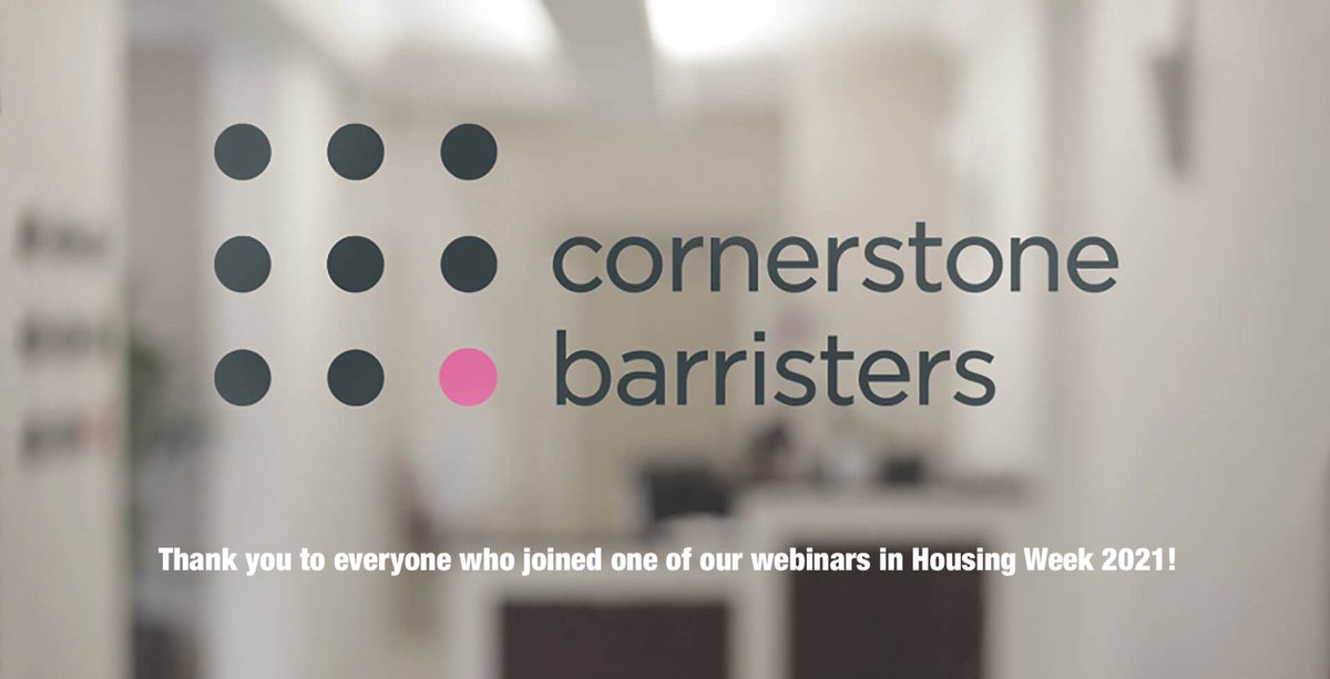 .<a href="/cornerstonebarr/">Cornerstone Barristers</a> Housing Week is over for another year. All the webinars held this week will be on our YouTube channel, and watch out for bespoke events between now and the 2022 event.

That just leaves us to say…thank you for watching/listening!

#HousingWeek2021