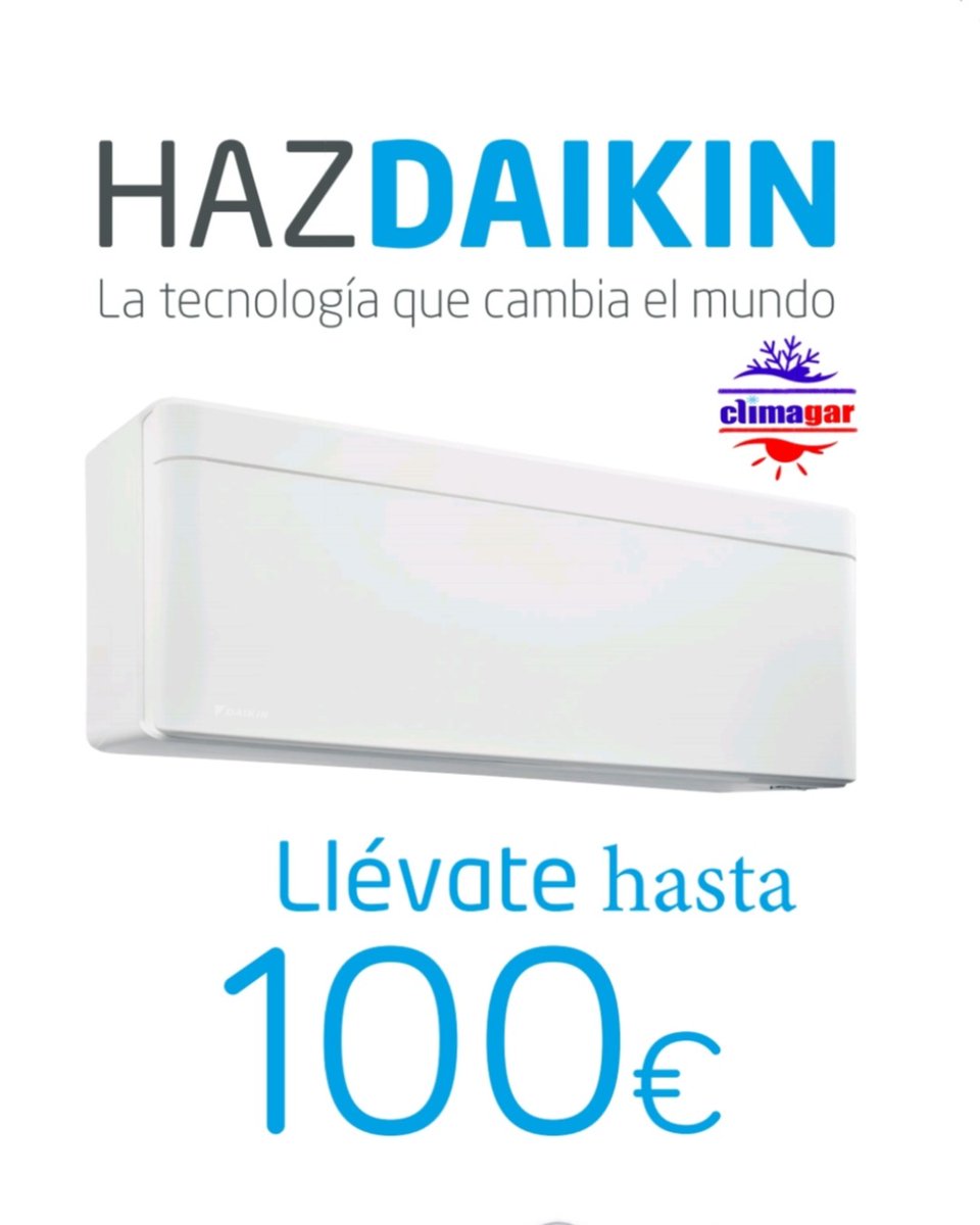 CLIMAGAR's tweet photo. Si necesitas adquirir un nuevo equipo, este otoño va a ser más sencillo que nunca gracias a #Daikin. Por cada unidad de R-32 incluida en la promoción recibirás 100€.

Más información 910112539

#climagar #aireacondicionado #planrenove #conductos https://t.co/dOSEVf7FJR