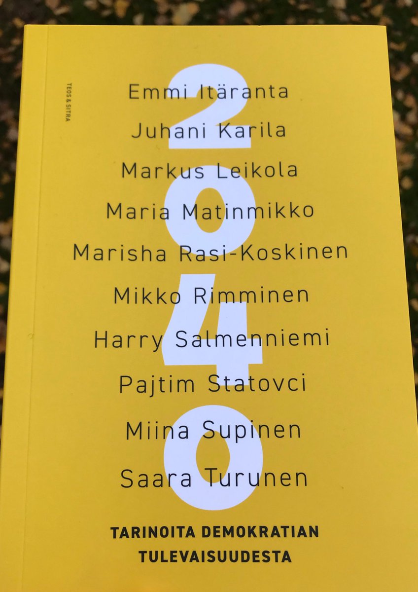 Teoskustantamo's tweet photo. Huh, mitä stooreja! Nyt ilmestyi huikea antologia 2040 - Tarinoita demokratian tulevaisuudesta yhteistyössä Sitran &amp; upean kirjailijajoukon kanssa. Uskomattomia tekstejä, jotka yllättävät, naurattavat ja pelottavatkin.
Nauti heti!
@SitraFund #teoskustantamo #kirja #Demokratia2040 https://t.co/1mWpsmJNVw