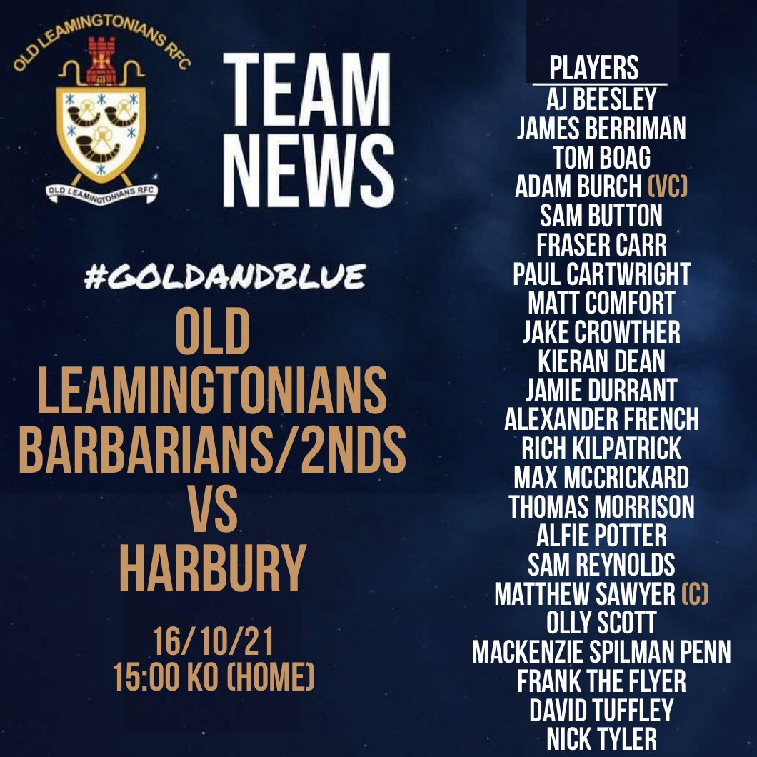 olrfc's tweet photo. Team News for this weekend 🗞

1st XV vs Woodrush (A); KO 15:00
Barbarians/2nd XV vs Harbury (H); KO 15:00
Colts vs Broadstreet (H); KO 15:00

Join us and show the teams some support 🎉💛💙

#ols #goldandblue #teamnews #oneclub #thecrofts #rugby https://t.co/TBekCHo0bj