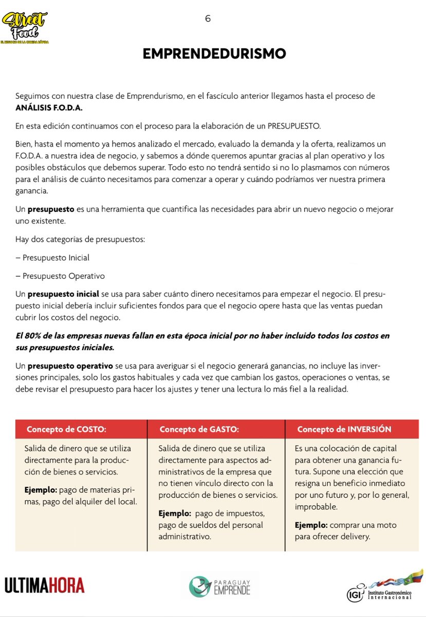 🔴 RECUERDEN | Seguimos con los fascículos de Street Food y de cómo montar un negocio de comida callejera con el Diario Última Hora, los lunes con el ejemplar impreso.

🇵🇾 ¡Arriba Paraguay!