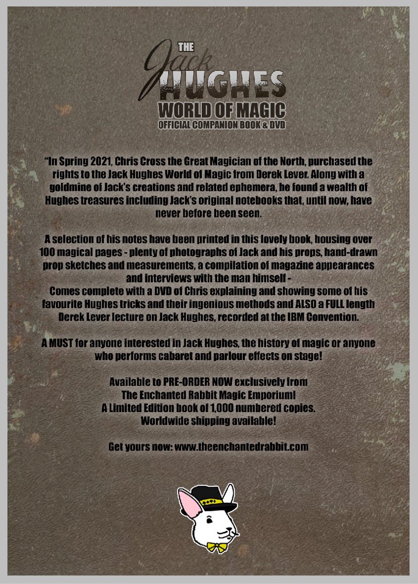 Now available to pre-order! The first 100 orders come with a Ltd edt numbered collectors Jack Hughes poster, too...! theenchantedrabbit.com/product-page/j…
A compilation of Jack’s personal notebook pages, original interviews, articles and cross-references to the original 3-volume World of Magic