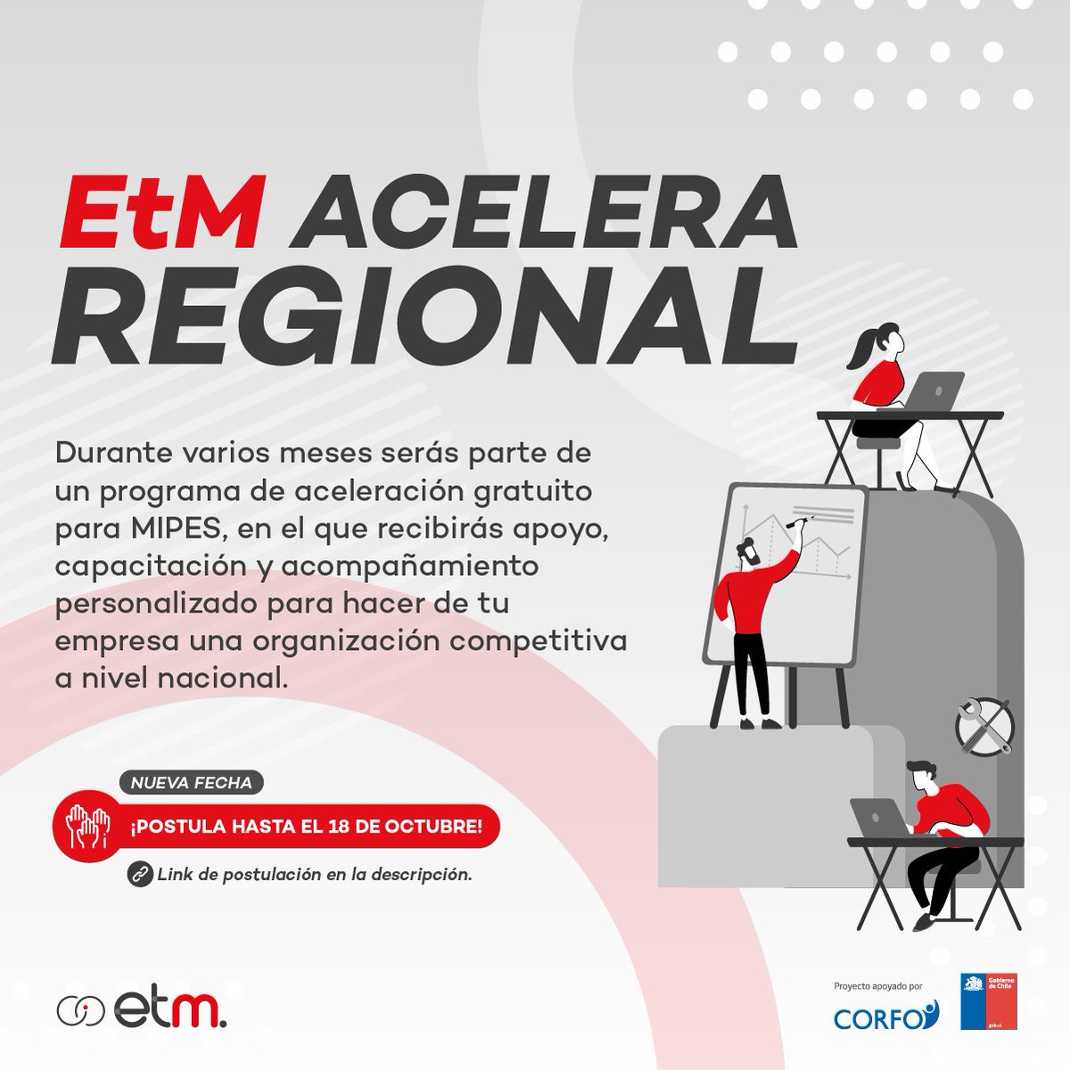 PymeFestival's tweet photo. EtM Acelera Regional: Programa de apoyo gratuito a mipes de todo Chile (plazo hasta el 18 de octubre)

https://t.co/3ccx4RSiMh https://t.co/wXRTnPP3u2