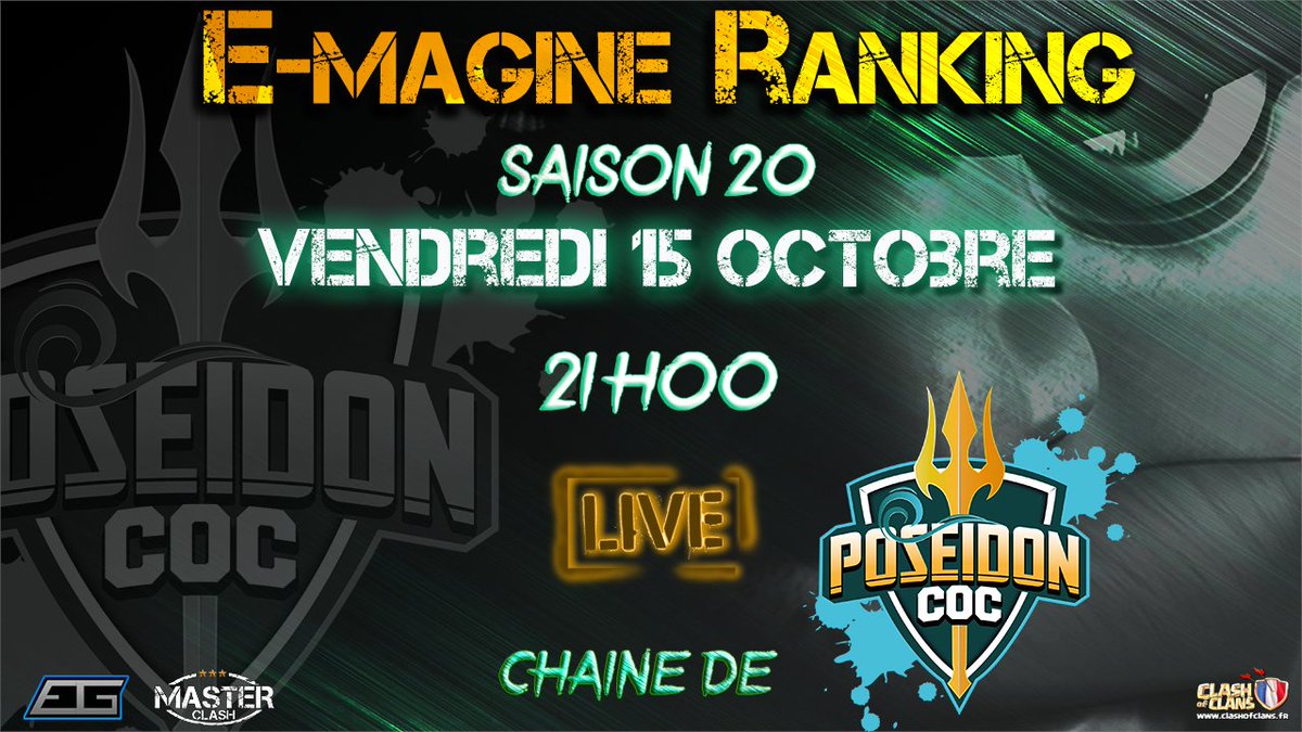 CocPoseidon's tweet photo. A 21H, 4 matchs de Ranking de @EMAGINE_GAMING sont à suivre sur @Twitch avec @Tinkmaster_off et #Moork ; @InvictuS_clanFR et M&B ; #fluoparty et #Tobydique ; #optimium et #diamxn
https://t.co/xqPNvR90Un https://t.co/qgOJpOZmj1