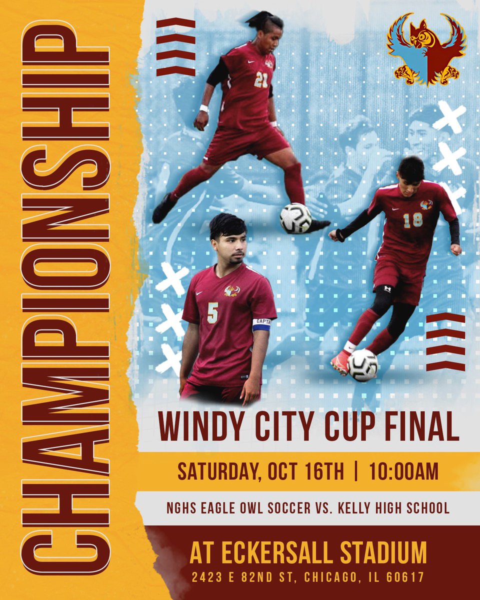 LET’S GO EAGLE OWLS ⚽️ Come out and support this Saturday 10/16 at Eckersall Stadium 🦉 <a href="/NorthGrandHS/">North-Grand High School</a> <a href="/CPLAthletics/">Chicago Public League Athletics</a>