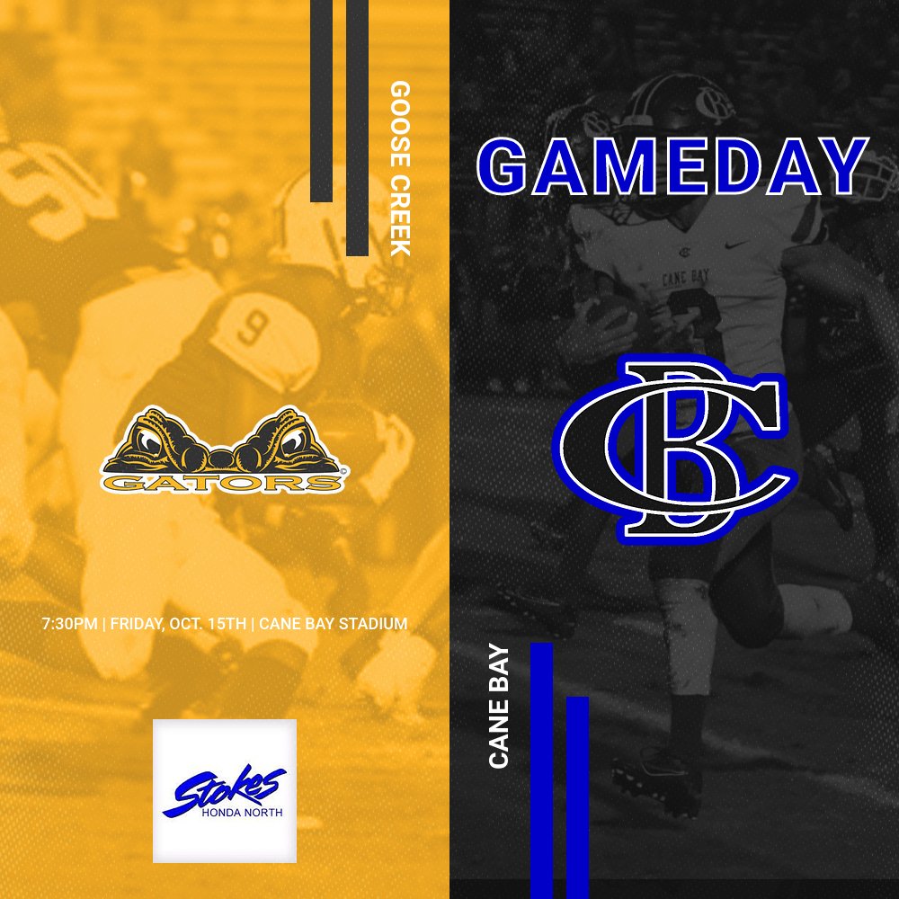 It's GAMEDAY as the Cobras are set to host Goose Creek in a huge Region 7-5A Matchup.  

Tickets are on sale at gocanebayathletics.net/event-tickets.

#beatthecreek  #blackout