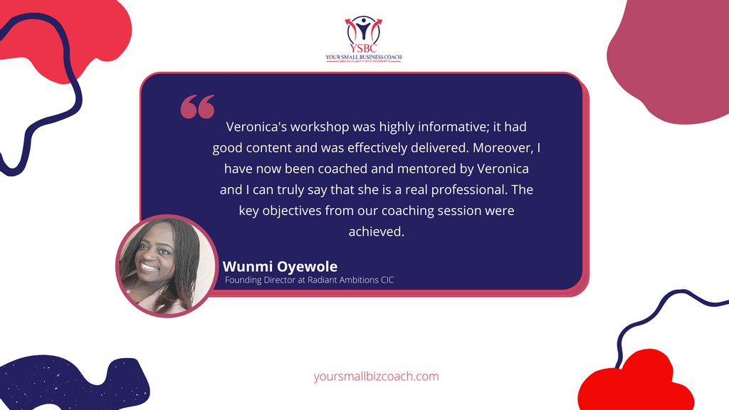 The aim of building and sustaining partnerships with our clients.

See what Ms. Wunmi Oyewole says about us. 

#yoursmallbizcoach #businesscoaching #smallbusiness #businesscoach #Pricingmistakes
#Testimonials #ClientFeedback