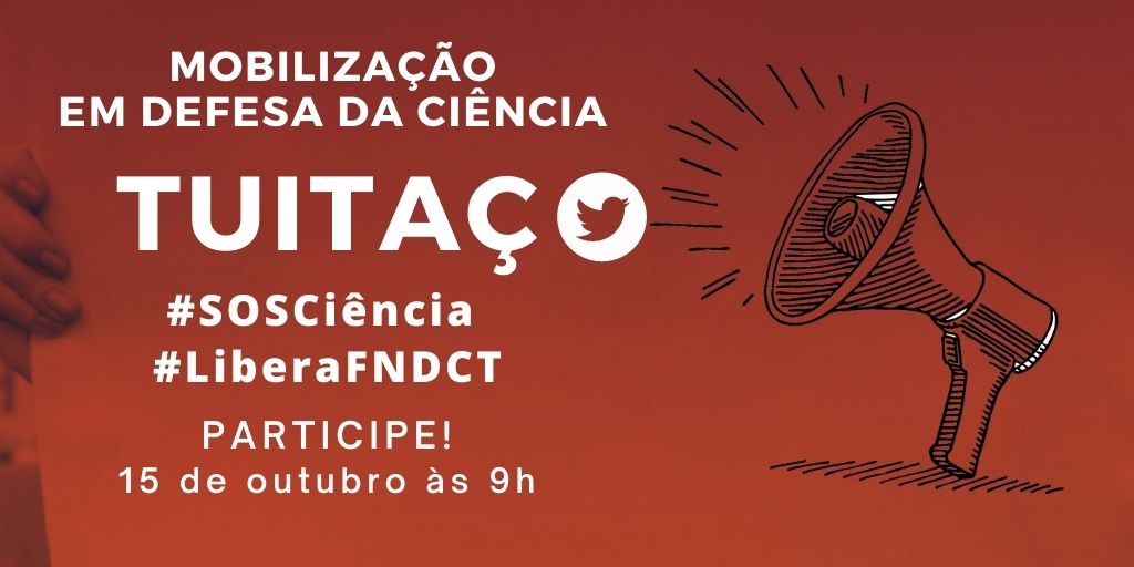 📢 Diante do quadro avassalador dos cortes realizados semana passada no orçamento do Conselho Nacional de Desenvolvimento Científico e Tecnológico (CNPq), começa agora o tuitaço #SOSCiência e #LiberaFNDCT. Participe!