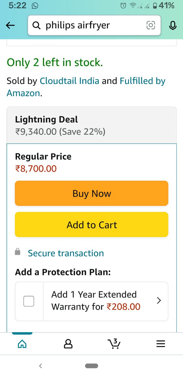 AdishankarS's tweet image. @amazonIN How is it that #lightningdeal is costlier than #regularprice?