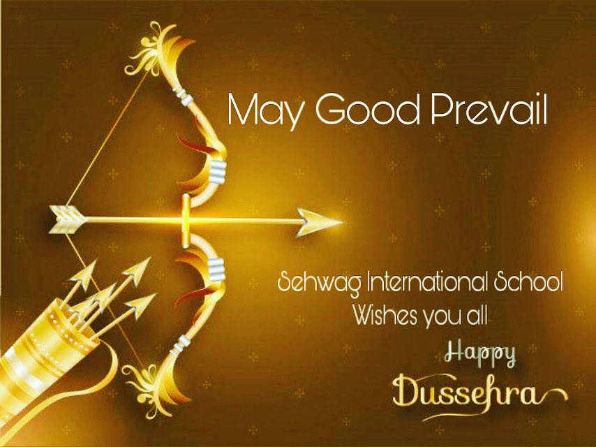 SehwagSchool's tweet photo. May this Dussehra dispel gloom and misery and bring you happiness and prosperity. #happyvijayadashami #happydussehra from all of us at Sehwag International School! #celebration #blessings #school #education #goodwins #goodprevails #goodoverevil 🙏 https://t.co/3fxvzByPMG