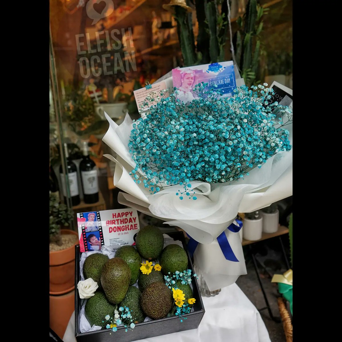 ElfishOcean's tweet photo. ⭐🥳Donghae Birthday 2021 by ELFish Ocean⭐🥳

An avocado box and a bouquet of baby's breath were delivered at haru&amp;One Day.

@donghae861015

#Donghae #동해 #HappyDonghaeDay #SuperJunior #슈퍼주니어 #CaliforniaLove 🐟💕 ~♤ https://t.co/BT4JgjVRIF