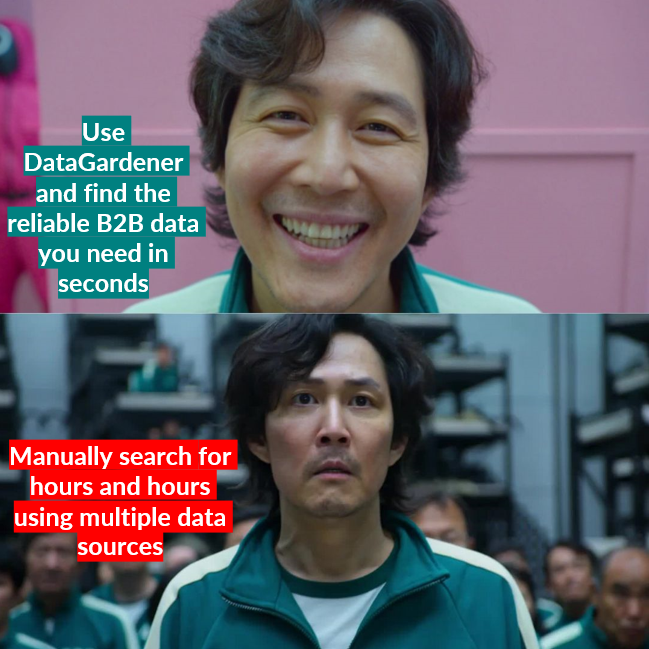 #funfriday
Hopping aboard the 'Squid Game' bandwagon ⭕ 🔺 🟥

#DataGardener allows you to do everything in one place using multiple data sources! 

#squidgame #netflix #b2bplatform