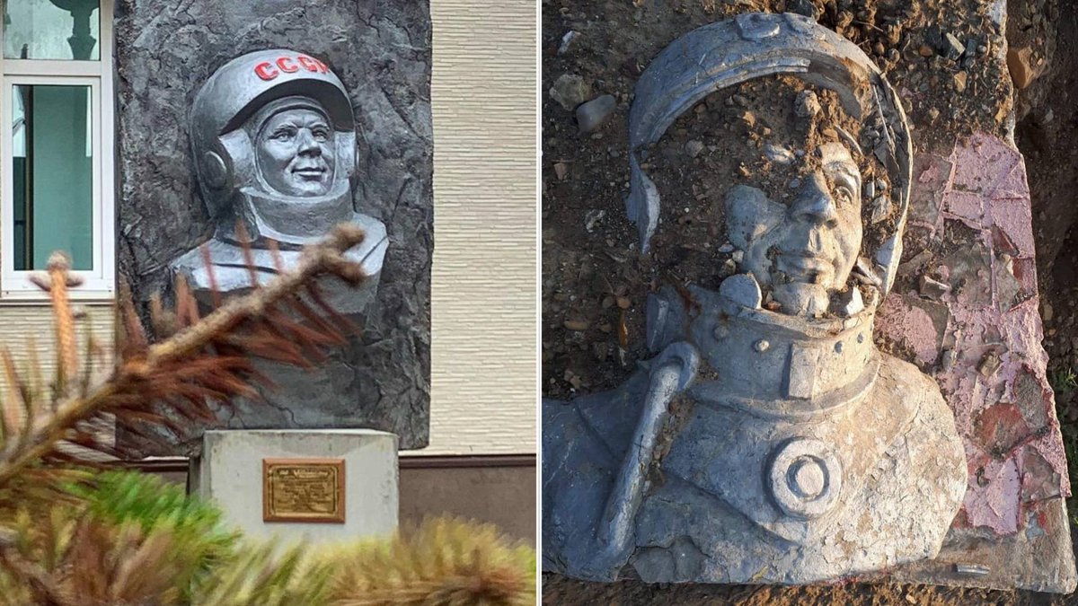 Памятник Гагарину восстановили на Сахалине. В августе его снесли и выбросили на свалку, чтобы построить на этом месте заправку. 

Скульптуру после жалоб местных собрали по кускам и установили в сквере.

Ещё не всё потеряно, Юра!