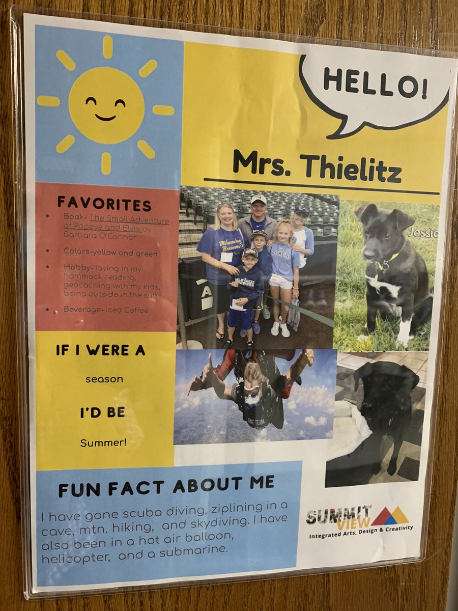 Who teaches 4th grade and has been scuba diving 🤿, zip lining, skydiving 🪂, and in a hot air balloon? Mrs. Thielitz! #MeetTheSummitViewCrew #SummitViewEaglesSoar