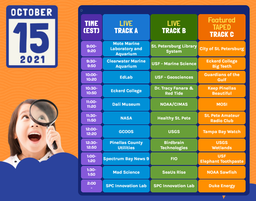 StPeteSciFest's tweet photo. Today is the day - #StPeteSciFest 2021 is here! ☀️

Our live, virtual #STEAM presentations will take place from 9am - 2pm ET and are open to everyone. Tune in by visiting our website: https://t.co/tReseKUlAD for continuous, scientific FUN! 🤸

#ScienceintheSun #STEM 🔬 https://t.co/HrWszxJP08