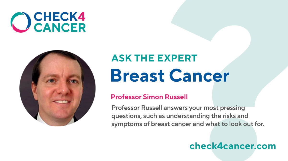 Check4Cancer's tweet photo. Professor Simon Russell, clinical advisor for #breast #cancer at #check4cancer answers some of the most pressing questions around breast cancer in our 'Ask the Expert' series, find out more here https://t.co/AKsxTXgNSC
#BreastCancerAwarenessMonth https://t.co/yroe5GNxs6