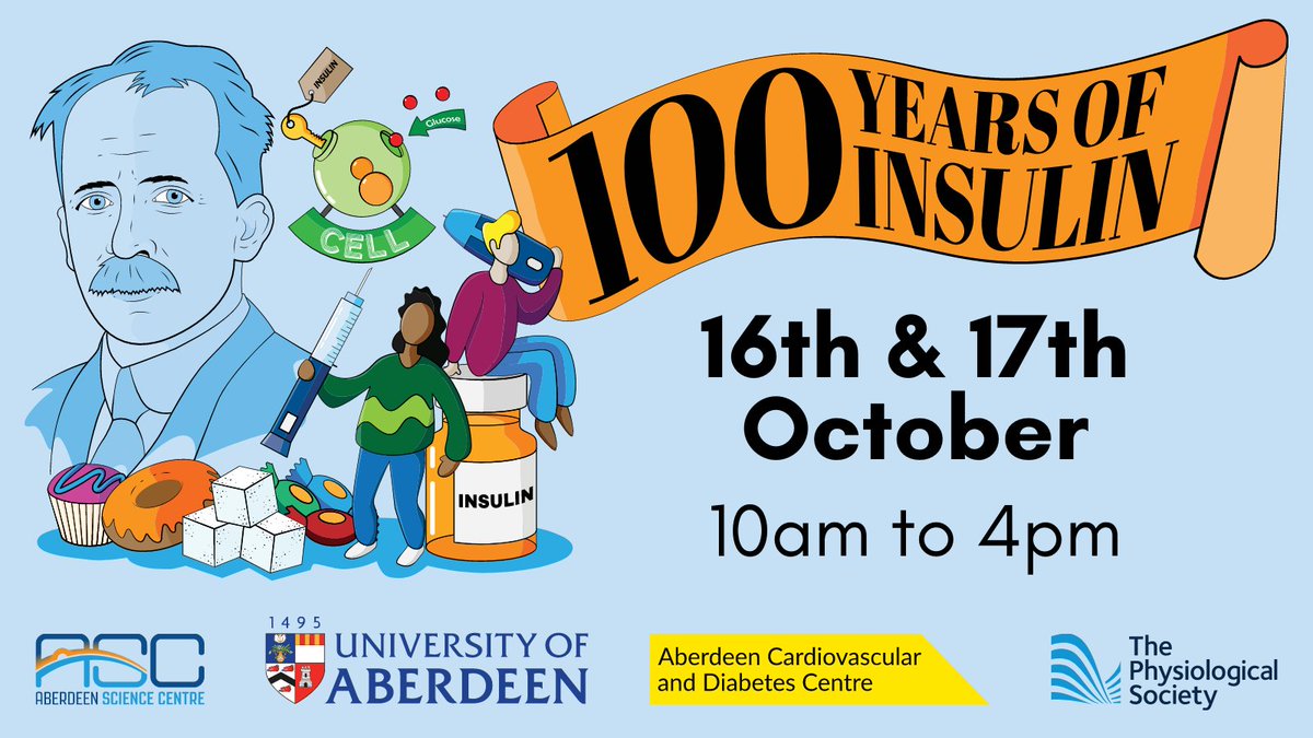 AberdeenSci's tweet photo. We still have some tickets left for tomorrow &amp; our Sunday afternoon session. 

On top of our 60+ exhibits we will be joined by @AberdeenCDC to explore our body’s relationship with sugar &amp; the fascinating science of insulin.

https://t.co/x6YMi7dCJU 

#100yearsofinsulin https://t.co/iEyc4wFLdb