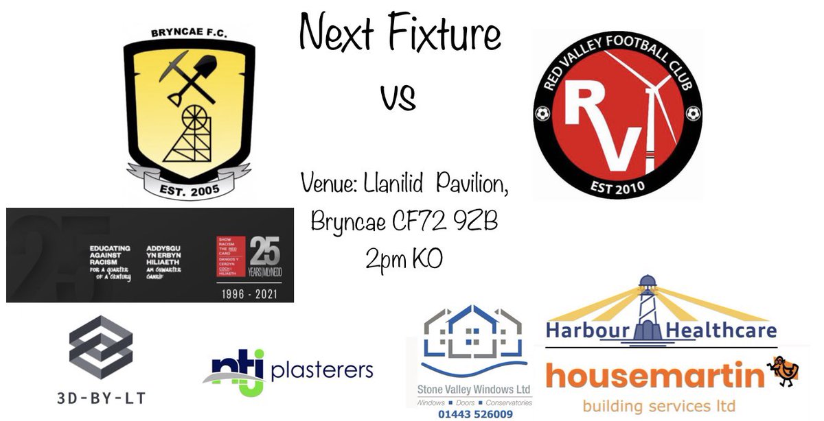RedValleyFC's tweet photo. ⚽️Next Fixture vs @Bryncaefc ⚽️
@theredcardwales @FAWales @BDFL1928 @NtjPlasterers @stone_valley @HarbourHCare @LTJ11CFC https://t.co/scl7Z89Pu3