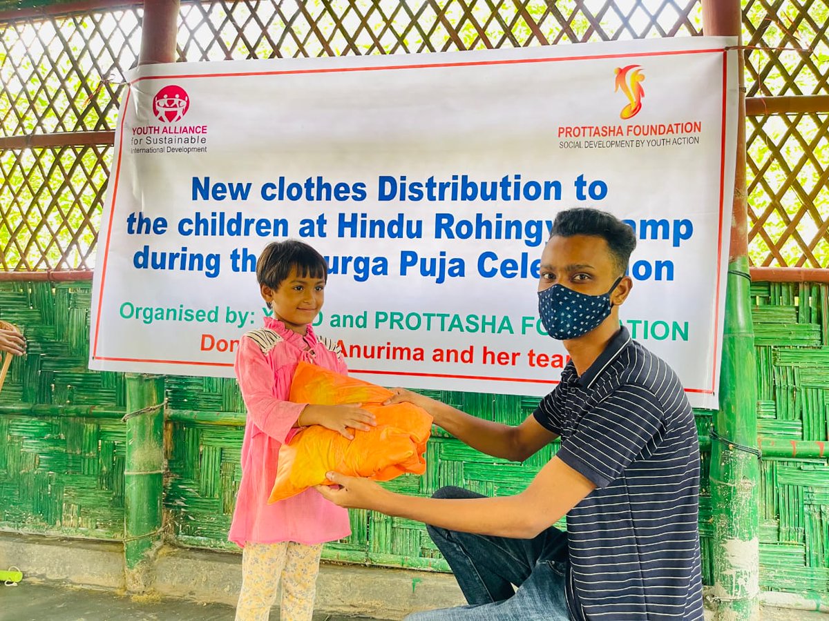 YASID16610448's tweet photo. Kindness has no religious barrier. 
Today @YASID16610448 distributed new cloths to the Rohingya children at Hindu Rohingya refugee camps on the day of Bijua and Dashami. https://t.co/HnD2HKIBkb