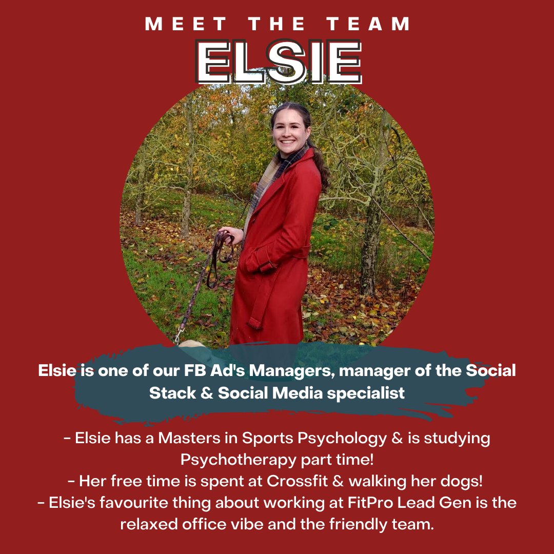 fitproleadgen's tweet image. ⬇️ MEET THE TEAM ⬇️⠀
⠀
Introducing...Elsie!⠀
Elsie is one of our FB Ad&apos;s Managers &amp;amp; manager of the Social Stack 🙋‍♀️
⠀
If you haven&apos;t before, say hi 👋🏼⠀
Stay tuned for our next &quot;meet the team&quot; 💥

#personaltraininggym #personaltrainerlife #personaltrainerproblems
