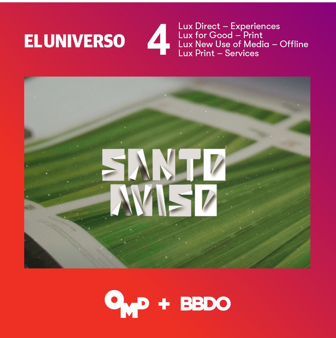 Esta linda semana nos trajo esta gran noticia de tener 8 finalistas en los #LuxAwards2021 con clientes como Pepsi y El Universo.

Felicitaciones a todos los OMDers involucrados en un trabajo impecable.

A ✌🏻 para la próxima semana 🤜🏻💥🤛🏻

#empatia #publicidad #ecuador #marketing