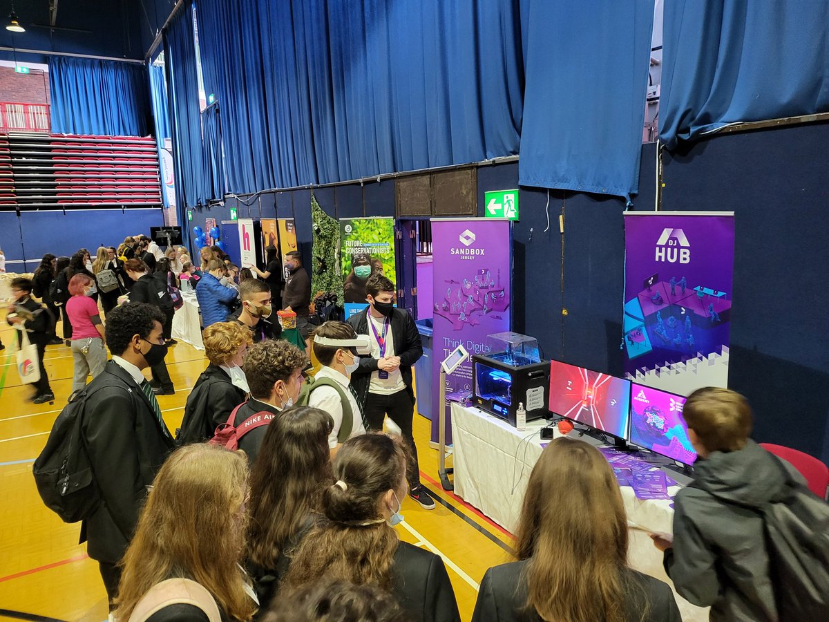 JerseyITGuy's tweet photo. #BeatSaber #VR is always the favourite at the @DigitalJersey @dlpcourse #JerseySkillsShow stand. Of all the years on the digital section I've never had so many questions about #digitalCareers. Great to see such interest in the next generation. https://t.co/2HnNhaMOXj